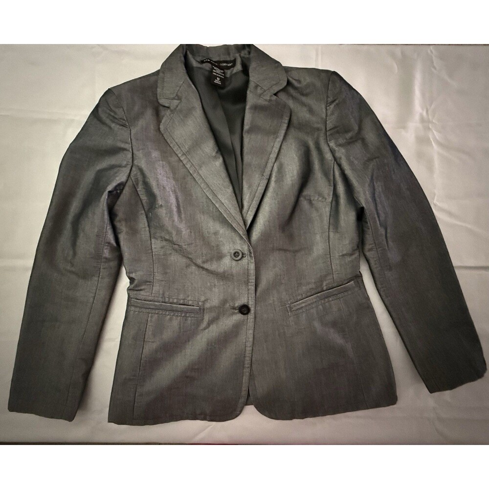 New York & Co Womens Blazer Gray Size 10 Stretch 2 Button Career Jacket